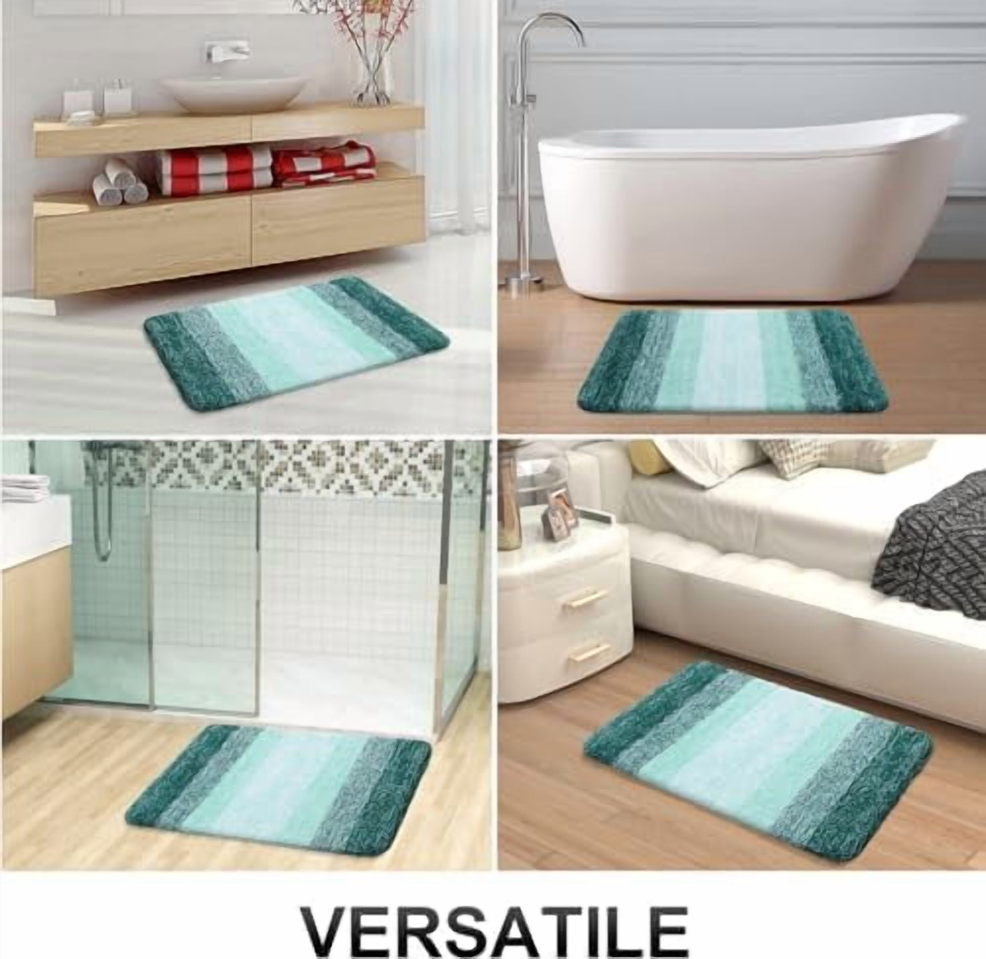 Bathroom Rugs Mat 30x20, Extra Soft Absorbent Microfiber Bath Rugs, Rubber Backing, Quick Dry, Washable Bath Mats for Bathroom Floor, Tub and Shower, Home Decor Accessories, Blackish Green