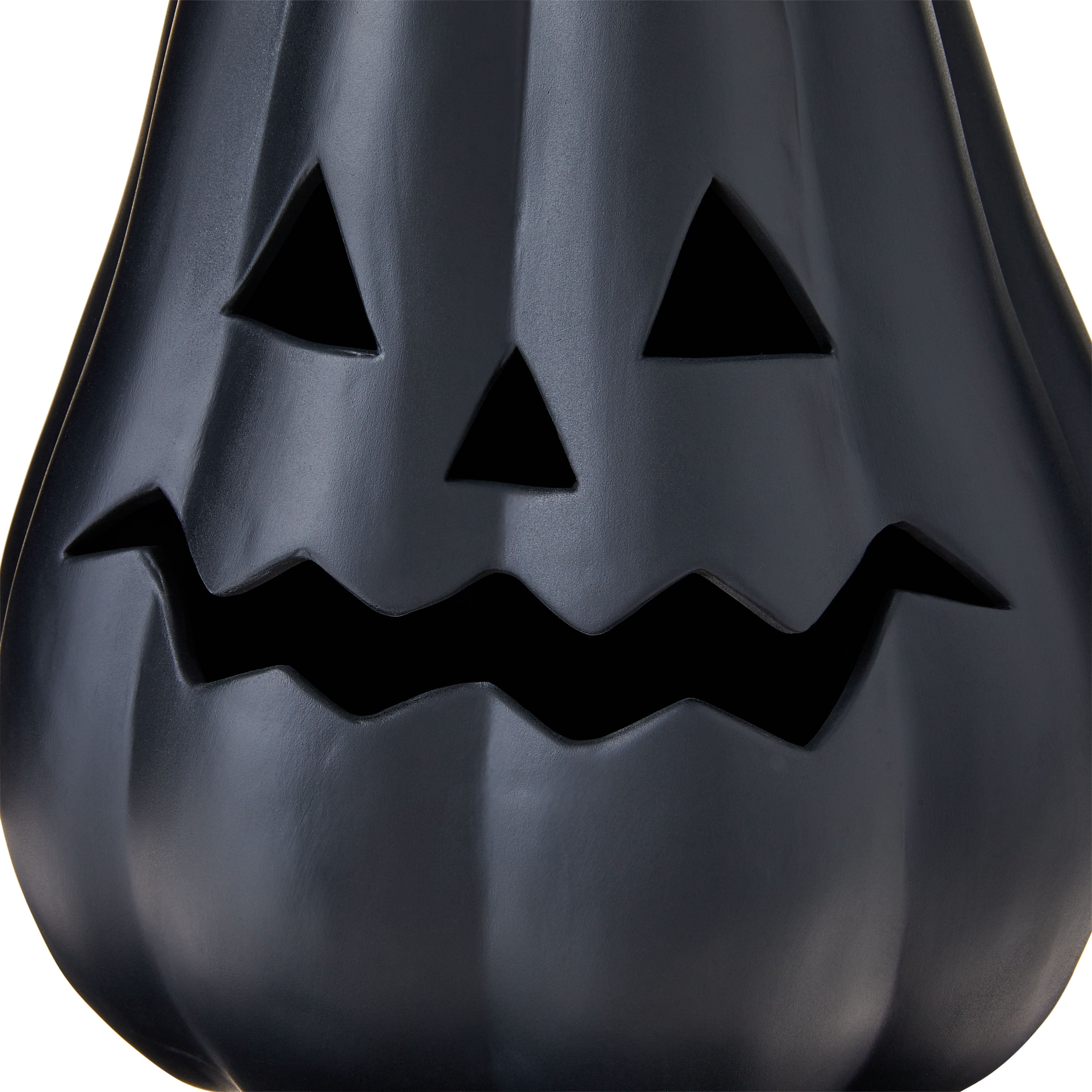 Clay Pumpkin Jack-o'-Lantern Tabletop Decor, Black, 13", Fall Indoor by Way To Celebrate