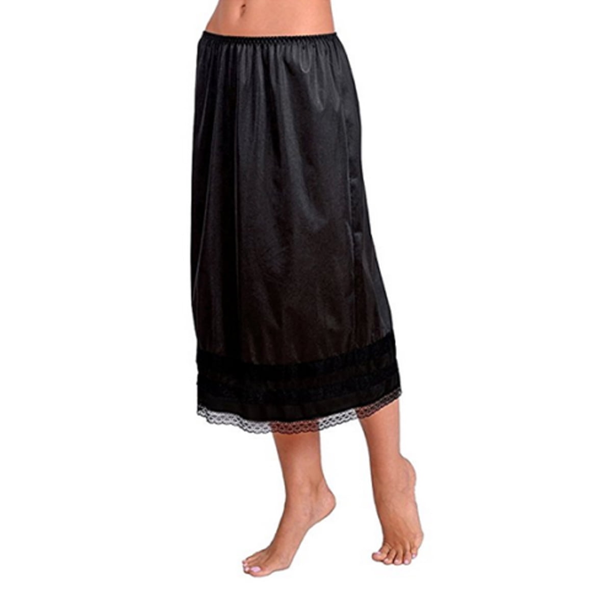 FOCUSNORM - FOCUSNORM Women's UndergarMent Prom Slip Petticoat Half Satin Waist Long Dress L-3XL 