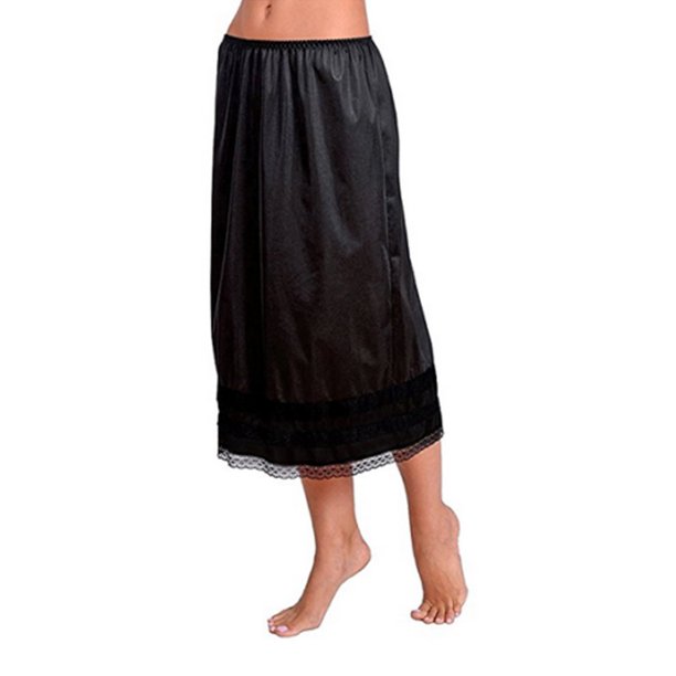 FOCUSNORM FOCUSNORM Women's UndergarMent Prom Slip Petticoat Half Satin Waist Long Dress L3XL