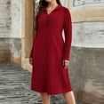 thumbnail image 4 of ClodeEU Women's Plus Size Long Sleeve Lapel Neck Half Zip Dress,Casual Trendy Loose Dress Red,Womens Plus XXXXL, 4 of 6