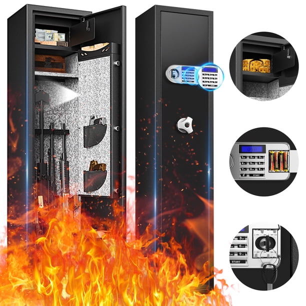 TOPQSC 6 Rifle Gun Safe Cabinet, Shotgun Pockets, Wall Mount ...