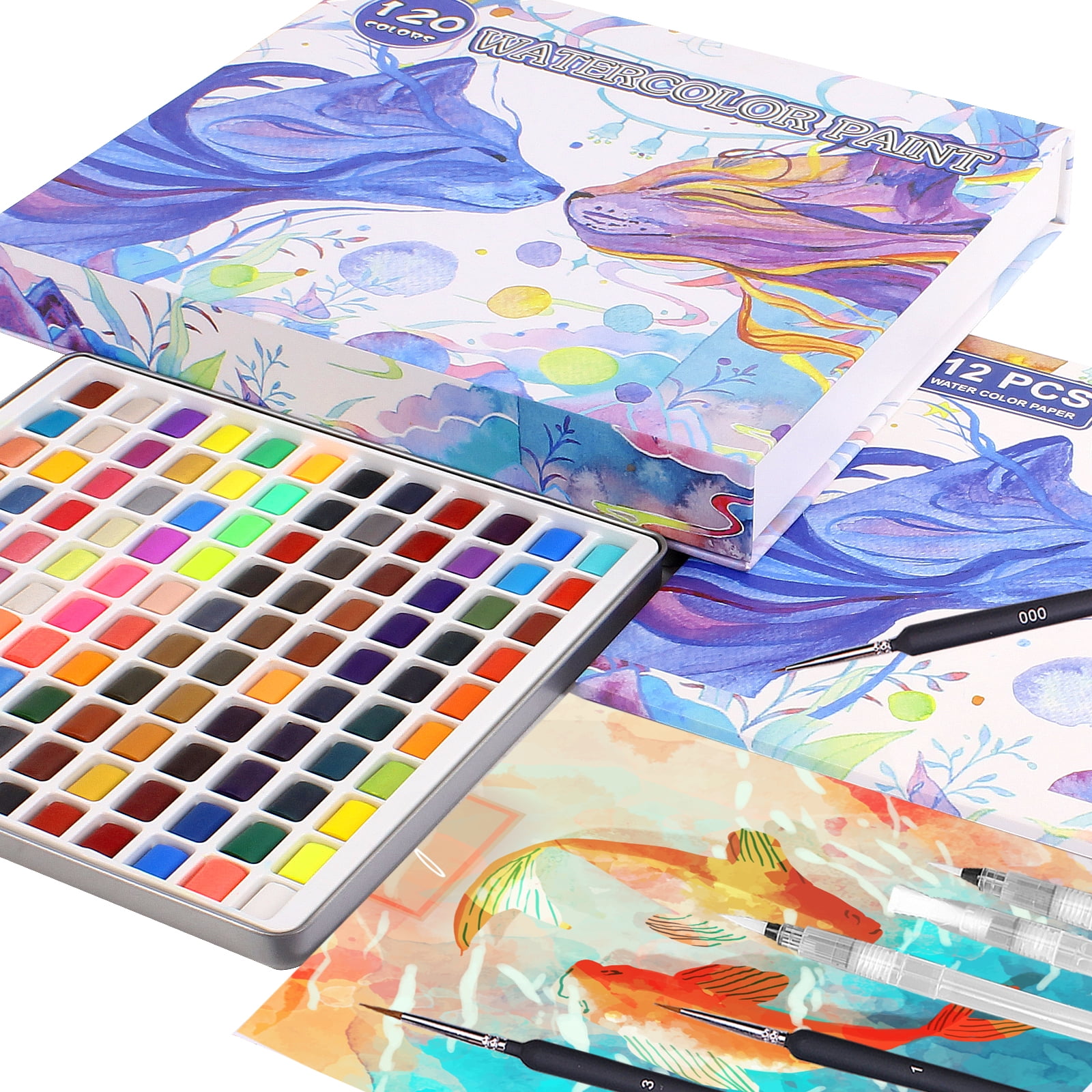  Gunsamg Watercolor Paint Set, 100 Colors Painting with Water  Brush Pens, Professional Watercolor Paint Set for Kids, Adults, Art  Supplies. 54 Premium Colors, 10 Fluorescent Colors, 36 Metallic Colors. :  Toys & Games