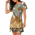 thumbnail image 2 of Balery Skeleton Cowboy And Guitar Camisón de manga corta con cuello redondo para mujer, cómodo y elegante., 2 of 6