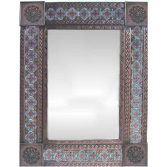 Medium Brown Gerona Tile Talavera Tin Mirror