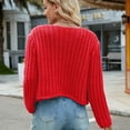thumbnail image 2 of SWSMCLT Women's Cable Knit Cardigan Sweater Baggy Button Crew Neck Comfy 2025 Cardigan Sweaters Acrylic Red X-Large, 2 of 5