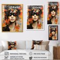 thumbnail image 4 of Designart "Grunge Portrait of Woman in Orange II" Fashion Canvas Wall Art - Glam Grey Woman Pop Art Entryway Wall Art, 4 of 6