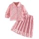 thumbnail image 5 of Conjunto de falda y top de manga corta con cuello alto y falda de encaje para niña, primavera/verano, 5 of 7