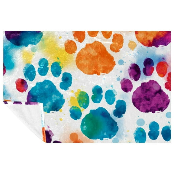 Dog paw prints Cozy Microfiber Throw Blanket - Soft and Warm Printed Lightweight Blanket for Sofa, Bed, Couch, Office, and Camping