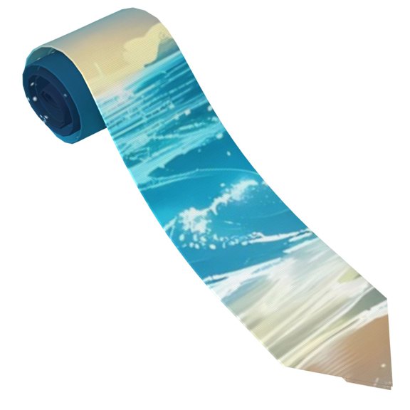 Gaeub Night Sky Beach Scene Men's Classic Woven Jacquard Necktie Perfect for Weddings & Parties