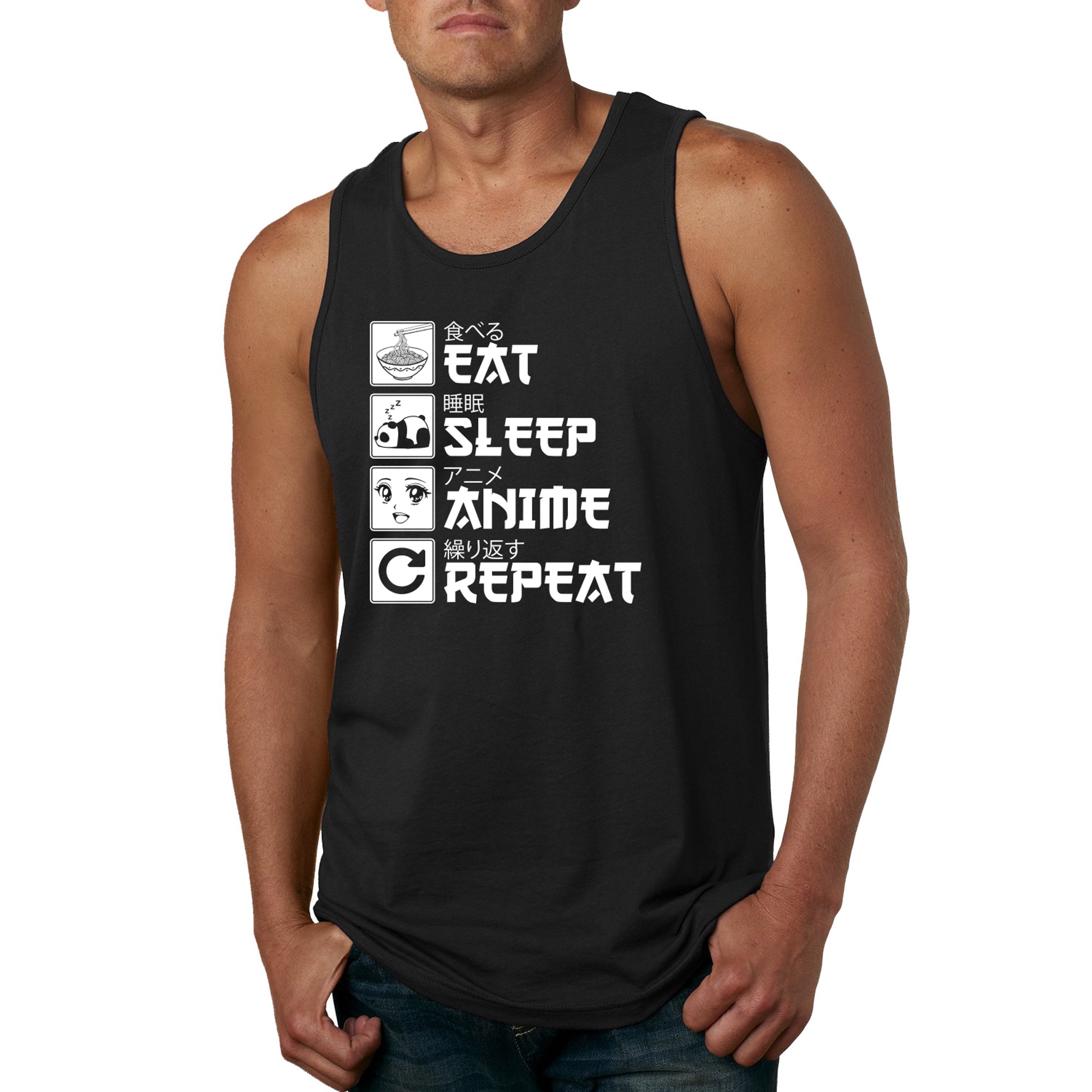 Wild Bobby Wild Bobby Eat Sleep Anime Repeat Pop Culture Men Graphic Tank Top Black Small Walmart Com Walmart Com