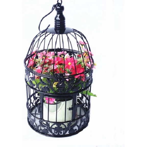 Metal Birdcage Holder for Small Birds and Decorations, 10.6" Black, Pack of 1