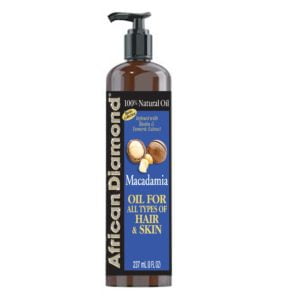 AFRICAN DIAMOND 100% Natural Oil – Biotin Infused Macadamia and Turmeric Extract 8 oz