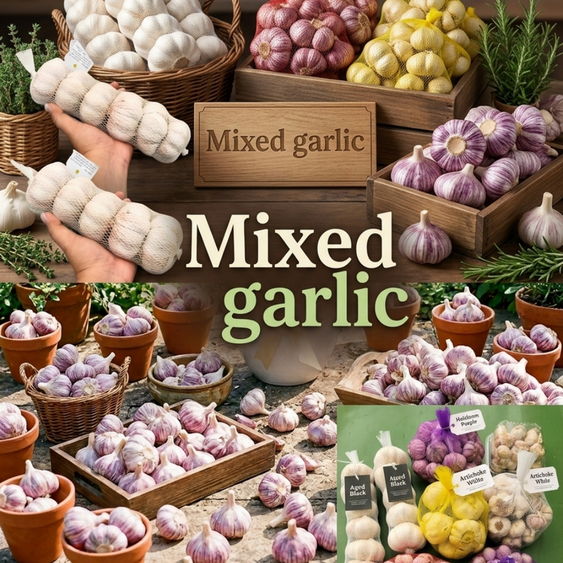 1/2 LB Mixed Garlic Bulbs for Planting, Hard Neck Garlic Bulbs, Cold Hardy, Fast Growing and High Yield, Large Garlic Bulbs