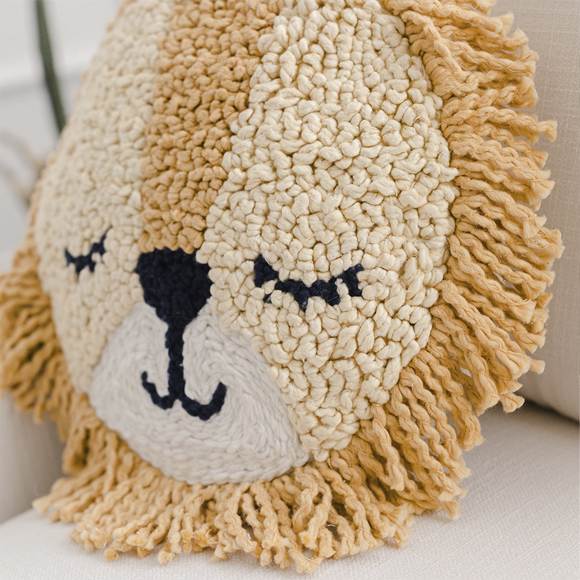 Crane Baby Lion 12 in x 12 in Brown Jungle & Safari Throw Pillow, Reversible