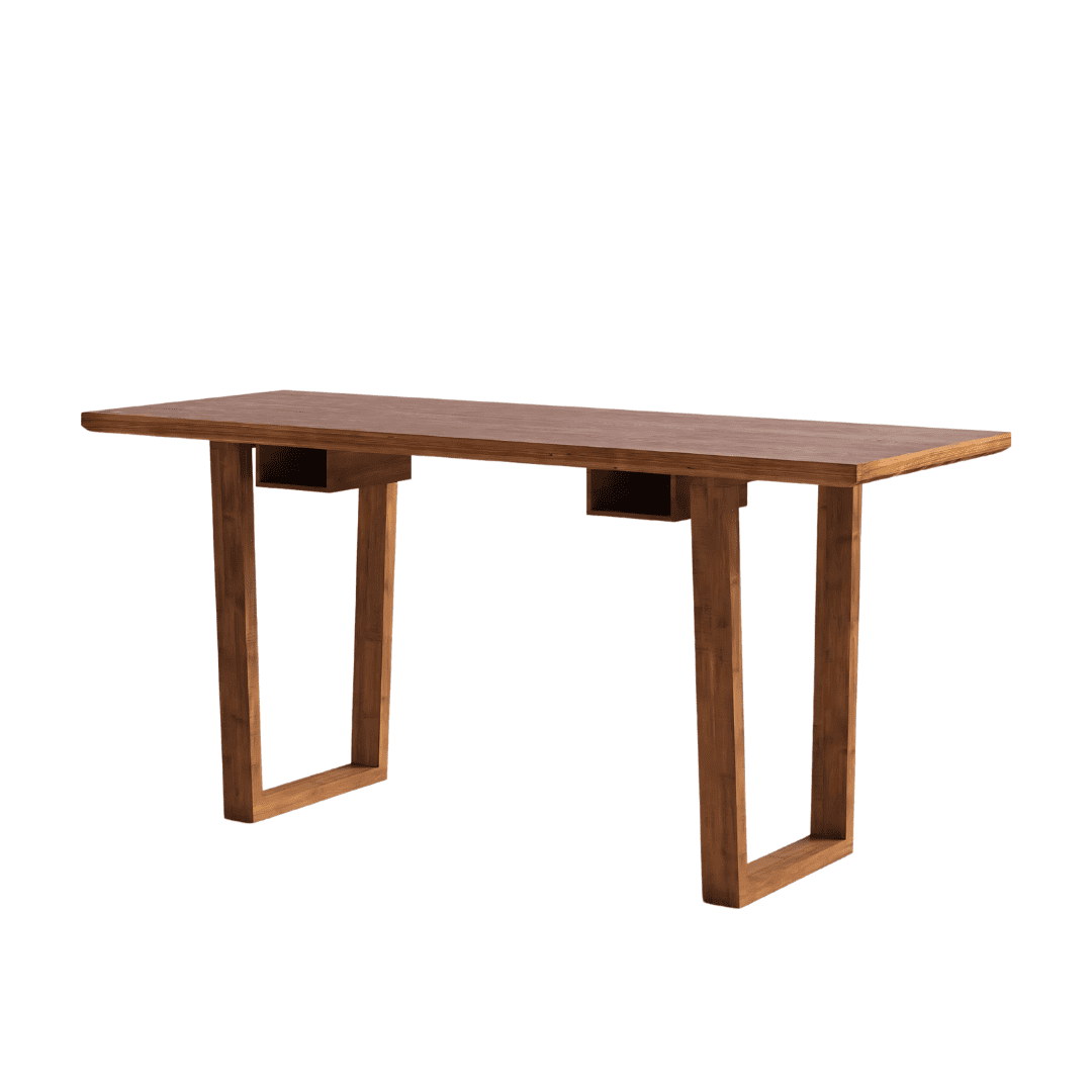 Posh Pollen - Arden Desk - Modern Wood Desk with Open Storage and Trapezoid Legs