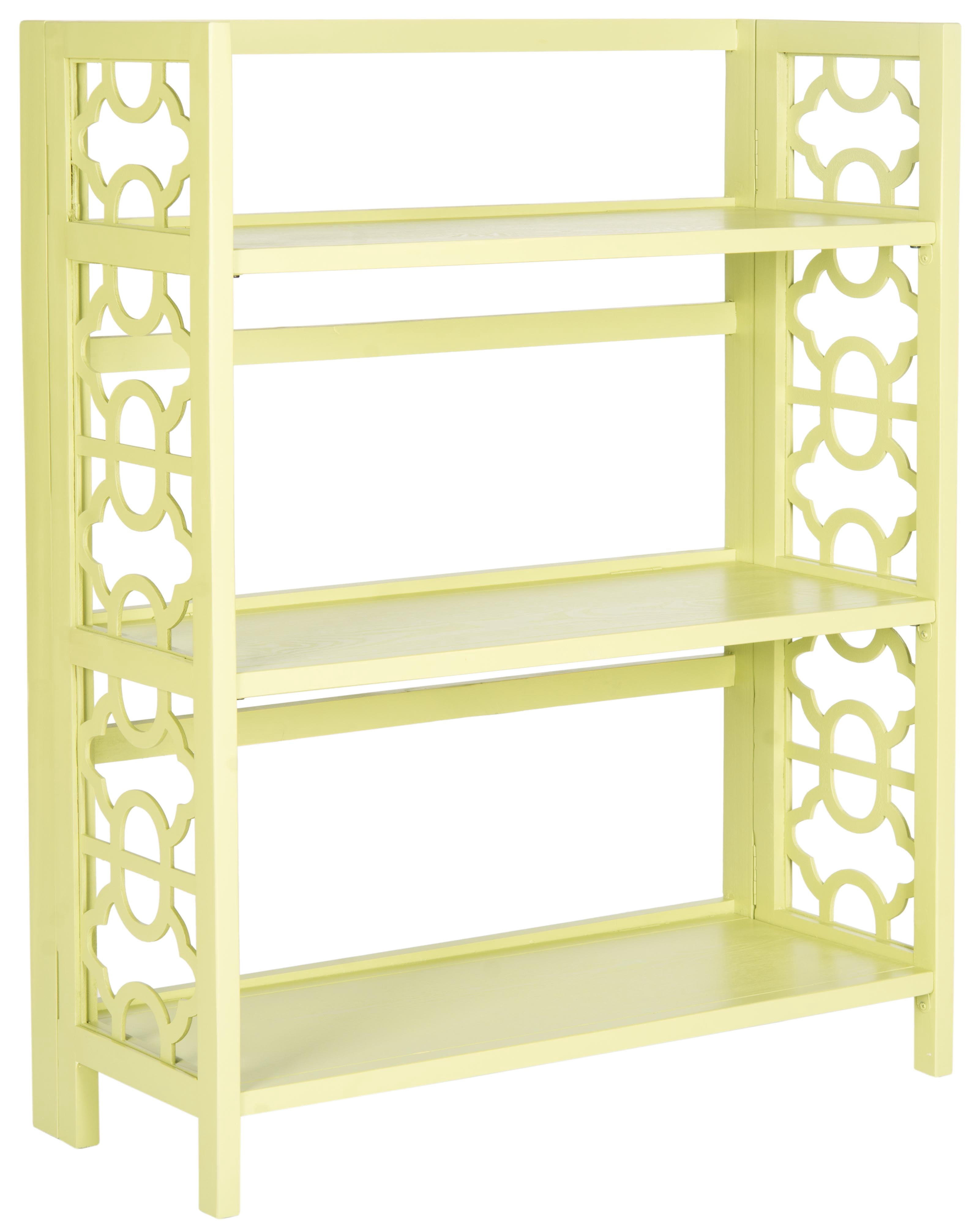 SAFAVIEH Natalie Geometric Rustic 3 Tier Low Bookcase, Split Pea