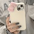 thumbnail image 2 of Funda de teléfono de silicona suave con lazo rosa 3D Linda coreana para iPhone 14 13 12 11 Pro Max X XR Funda a prueba de golpes de Color sólido, 2 of 4