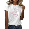 thumbnail image 1 of Blusas de Manga Corta para Mujeres Cuello Redondo Sencillo Casual Ajuste Regular, Top de Algodón de Imitación de Moda para el Hogar Y Diario, 1 of 4