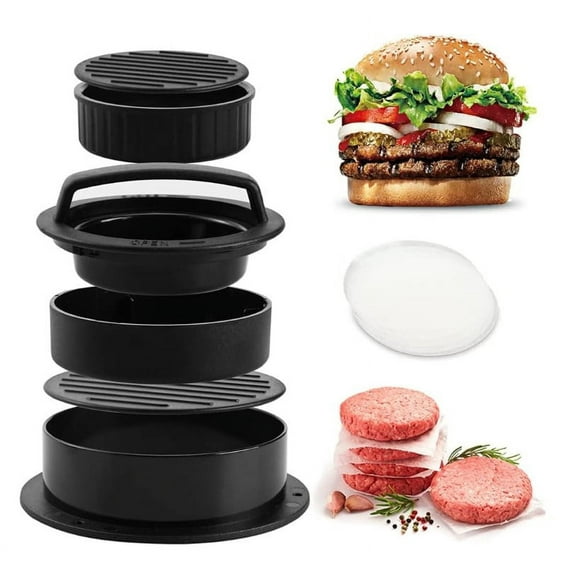 ZOUYUE 3-in-1 Non-Stick Hamburger Patty Maker with Wax Papers