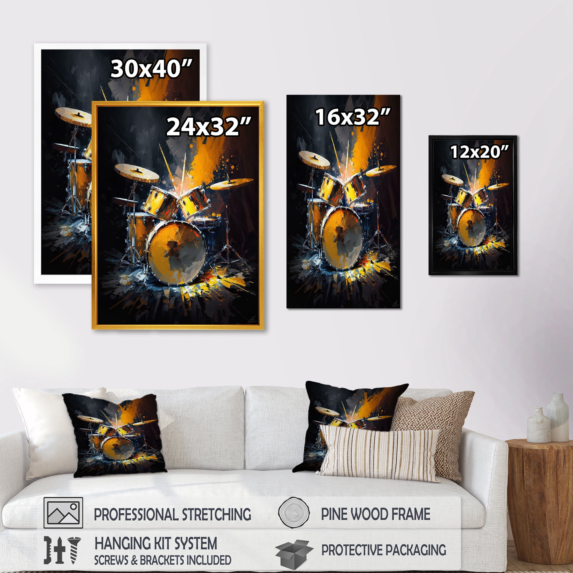 Designart Drums On Stage I Canvas Wall Art
