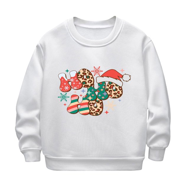 djtdsds Chandails en Molleton pour Adolescentes Enfants Automne et Hiver Manches Longues et Imprimé de Noël Décontracté Épais Chaud Col Rond Chandail à Capuchon pour Garçons et Filles Chandails en Molleton Mignons Taille : 3-4 Ans