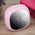 thumbnail image 3 of Espejo LED con función de silencio y múltiples usos para el hogar Reloj despertador de mesita de noche de color rojo rosa, 3 of 8