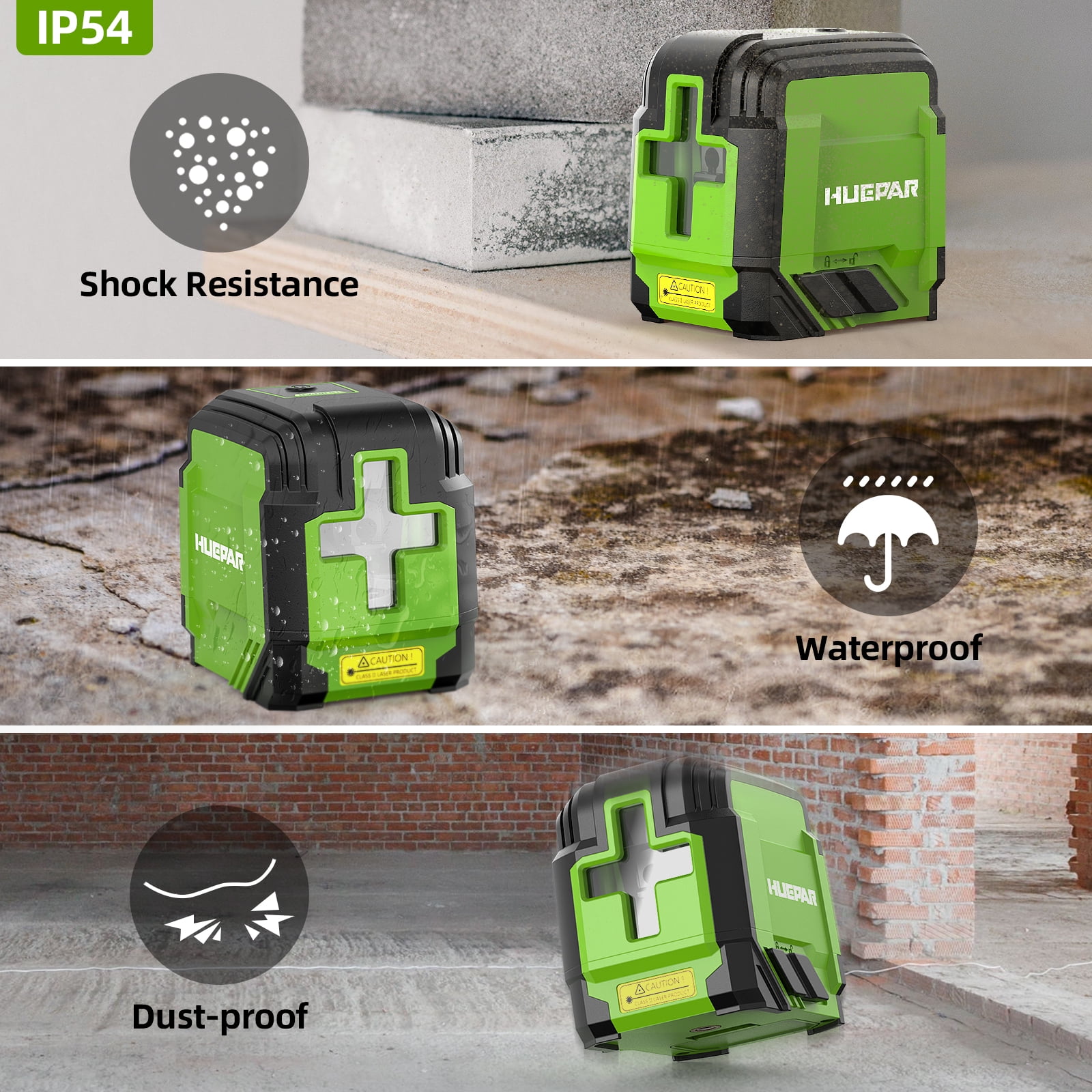 Huepar Green Self-leveling Laser Level with Tirpod, Cross Line Laser Levels for DIY Home Picture Hanging with AA Batteries and Carry Bag