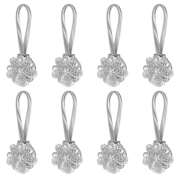iMounTEK 8Pcs Magnetic Curtain Tiebacks Extendable Clip Silver