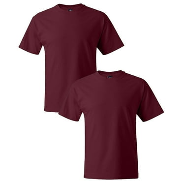 Hanes Beefy-T Men`s Short-Sleeve T-Shirt - Best-Seller! (Pack of 2) 2 Cardinal