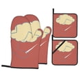 thumbnail image 1 of YFYANG Oven Mitts and Pot Holders Sets 4 Pieces, Non-Slip Heat Resistant Stitching Art Graffiti Kitchen Glove Pot Mat for Cooking and Baking, 1 of 8