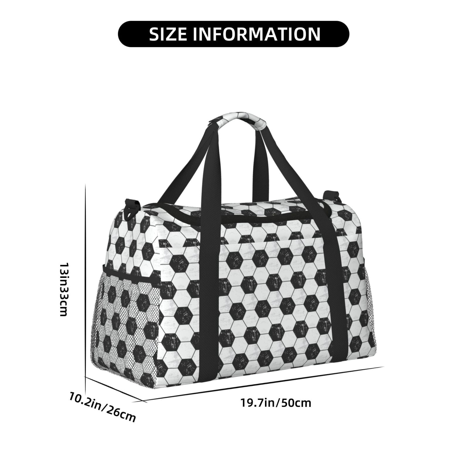 Fuzoiu Soccer Print Travel Duffle Bag,Carry On Tote Bags,Duffel Bag,Sport Gym Bag, Hospital Bag for Labor and Delivery, Overnight Bag,Luggage Bag