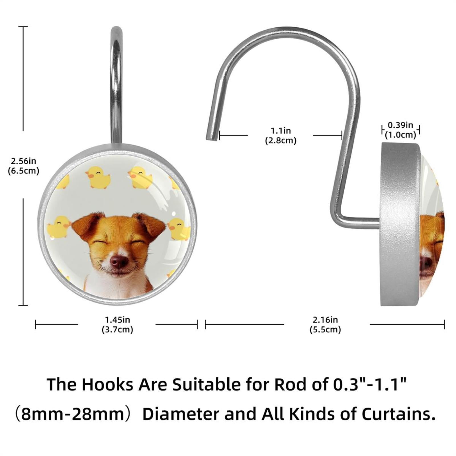 HemaKayy 12 Pcs Shower Curtain Hooks Bathroom Decorative Accessories Yellow Duck and Dog