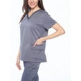 thumbnail image 4 of Dagacci Natural Stretch Contrast V-Neck Set (Pewter Gray,L), 4 of 5