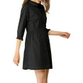 thumbnail image 5 of INSPIRE CHIC Women's Shirt Dress 3/4 Sleeve Button Down Mini Dresses S Black, 5 of 9
