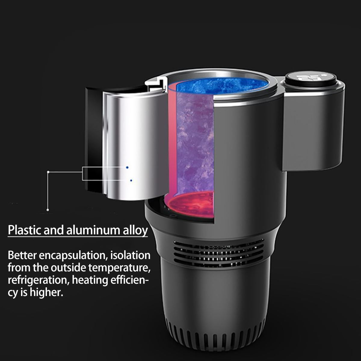 Car Hot Cold Cup Heating Fast Cooling Cup with Temperature Digital