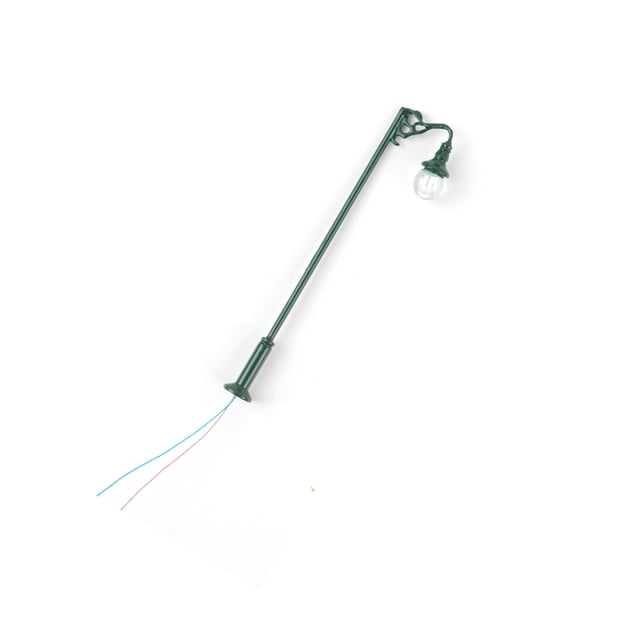 Injueey Poste de lámpara a escala 1:87, microdecoración de jardín para el hogar, farola de Metal, lámpara de pista artesanal de un solo Artesanía Verde (blanco cálido)