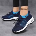 thumbnail image 2 of Tennis Shoes Womens Fashion Knitted Platform Sneakers Arch Support Orthopedic Walking Shoes Slip on Antislip Workout Athletic Shoes Blue Size 9.5, 2 of 8