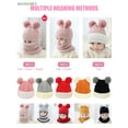 thumbnail image 6 of BadPiggies Kids 2-in-1 Knit Beanie Cap Scarf Winter Warm Baby's Cute Pompom Ski Hat Earflap Thick Scarf for Toddler Girls Boys (Pink), 6 of 6
