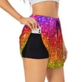 thumbnail image 2 of Bixox Women's Colorful Glitter pattern 2 in 1 Running Shorts - Lightweight Athletic Workout Gym Yoga Shorts Liner with Pockets - XX-Large, 2 of 7
