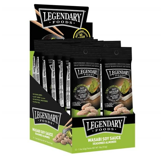 Legendary Foods 1030005 1.5 oz Wasabi Soy Sauce Flavored Whole Almonds