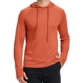 thumbnail image 3 of Weilanxin Men's Quick Dry Hooded Tops Lightweight Thin Long Sleeve Running Hiking Fishing Rash Guard Hoodies Outdoor T-Shirt Orange S, 3 of 7