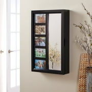 Photo Frames Wall Mount Jewelry Armoire Mirror - High Gloss Black - 16W x 24H in.
