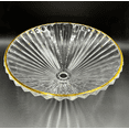 thumbnail image 4 of Decorative 20" Round Clear with Gold Rim Vessel Glass Sinks With 60" White Base, 4 of 7