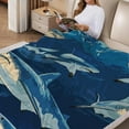 thumbnail image 2 of FCXZI Sharks Ocean Illustration Flannel Blanket - Soft Warm Multi-Purpose 30*40in, 2 of 7