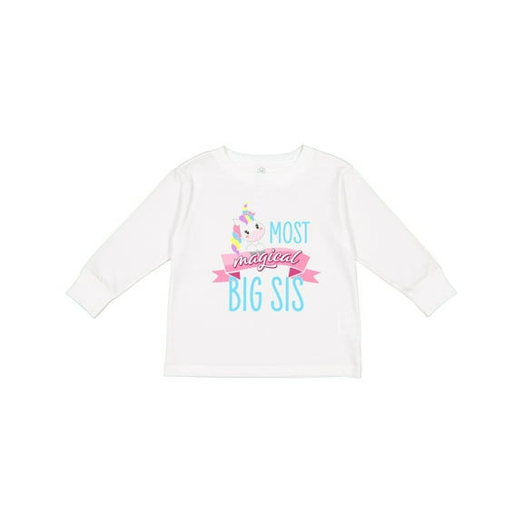 Inktastic Most Magical Big Sis- Cute Unicorn Girls Long Sleeve Toddler T-Shirt
