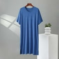 thumbnail image 1 of Men's Solid Color V-Neck Short Sleeve Nightgown Robe with Lace Trim and Belt for Home Wear, 1 of 9