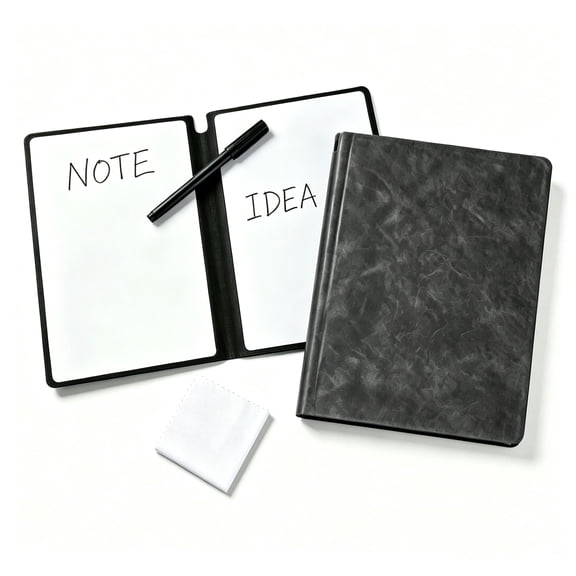 Dry Erase Board Reusable Whiteboard Notebook Foldable White Board Dry Erase Book for Home & Office Long-Term Use - 9.5" x 6.6" (Black)