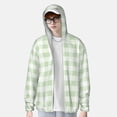 thumbnail image 3 of Picia Pistachio Green Checkboard Women's Men's UPF 50+ Sun Protection Hoodie Shirt Long Sleeve SPF Fishing Outdoor UV Hiking Lightweight Shirts-, 3 of 9