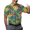 thumbnail image 5 of Funny Tropical American Bigfoot Polo Shirts For Men Floral USA Flag Shirt Mens Polo Shirts Short Sleeve Button Up Golf Shirts 2, 5 of 7